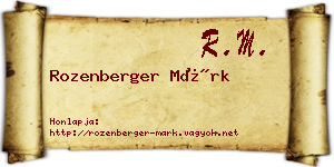 Rozenberger Márk névjegykártya